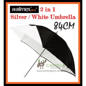 Walimex 2 in 1 Silver Reflex / Soft White Umbrella - 84CM